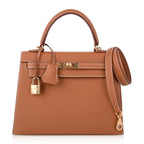 Kelly 25 Sellier Bag Gold Epsom Leather with Gold Hardware