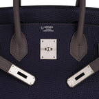 Special Order HSS Birkin 30 Bag Blue Nuit & Etain Togo Leather with Brushed Palladium Hardware