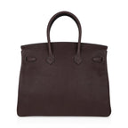 Birkin 35 Bag Ebene Barenia Faubourg Leather with Palladium Hardware
