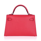 Mini Kelly 20 Bag Sellier Rose Texas Epsom with Palladium Hardware