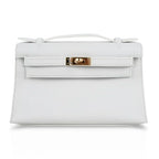 Kelly Pochette Clutch Bag Very Rare White Gold Hardware