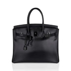 Birkin 35 Bag So Black Box Leather Limited Edition Very Rare