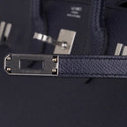 Birkin Sellier 25 Bag Blue Indigo Epsom Leather with Palladium Hardware