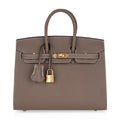 Birkin Sellier 25 Etoupe Gold Hardware Epsom Leather New w/Box