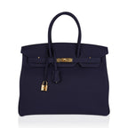Birkin 35 Bag Blue Nuit Gold Hardware Togo Leather