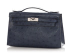 Kelly Pochette Clutch Bag crafted from top-layer cowhide with ostrich pattern