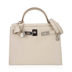 Kelly 28 Bag Sellier Craie Epsom Leather with Palladium Hardware
