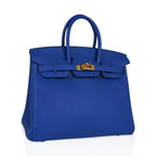 Birkin 25 Bag Blue Zellige Novillo Leather with Gold Hardware