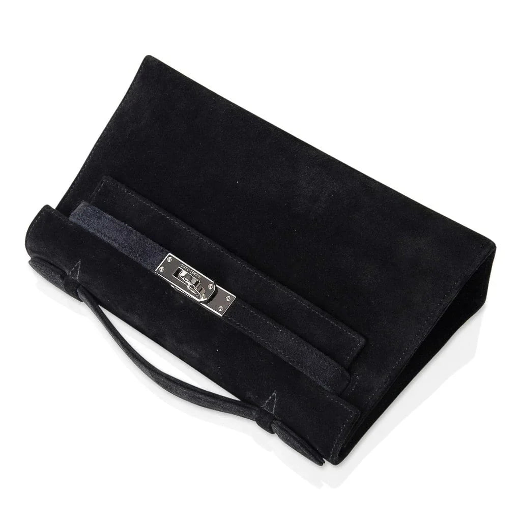 Kelly Pochette Black Doblis Suede Palladium
