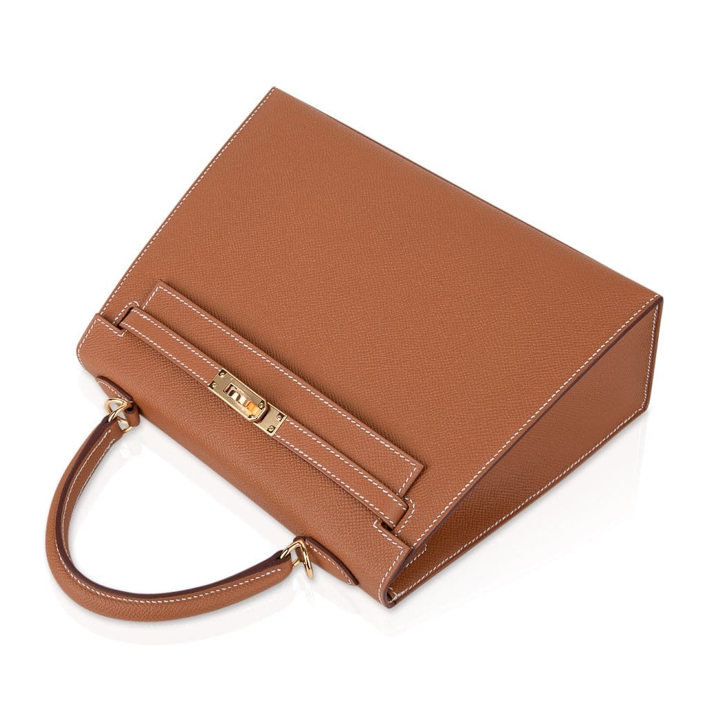 Kelly 25 Sellier Bag Gold Epsom Leather with Gold Hardware