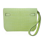 Kelly Depeches 25 Pouch Jaune Bourgeon Matte Alligator Palladium Hardware