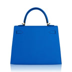 Kelly 25 Sellier Bag Blue Frida Epsom Leather with Gold Hardware