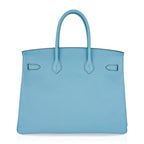 Birkin 35 Bag Blue Atoll Gold Hardware Epsom Leather