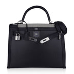 Kelly 32 Sellier Bag Toile H Berline & Plume Swift Leather with Palladium Hardware