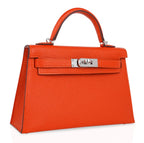 Kelly 20 Mini Sellier Bag Orange Feu / Rose Eglantine Chevre Bi-Color New w/Box