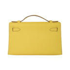Kelly Pochette Bag Lime Clutch Gold Hardware Swift Leather