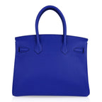 Birkin 30 Bag Blue Electric Clemence Gold Hardware