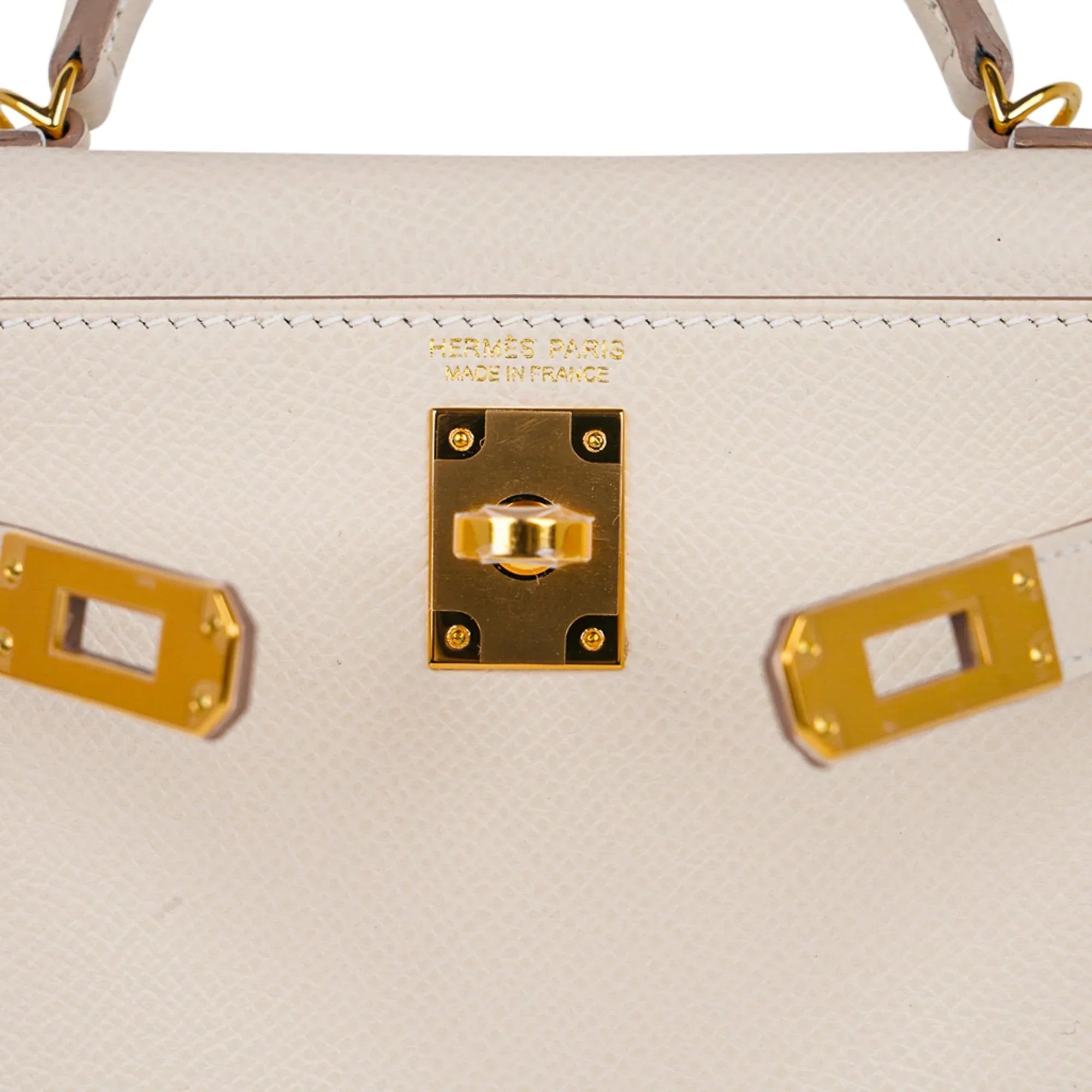 Kelly 20 Mini Sellier Bag Craie Epsom Leather with Gold Hardware