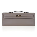 Kelly Cut Bag Gris Asphalte Gray Clutch Swift Gold Hardware