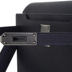 Kelly Depeches 25 Pouch Blue Ocean Galop D’Vache Leather with Palladium Hardware