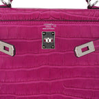 Kelly 25 Retourne Bag Rose Scheherazade Matte Alligator with Palladium Hardware
