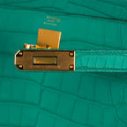 Kelly 28 Bag Vert Jade Matte Alligator Gold Hardware