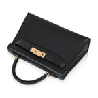 Mini Kelly 20 Sellier Bag Black Epsom Leather with Gold Hardware