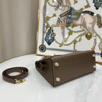 Kelly Sellier Gris Mousse Ostrich Gold Hardware