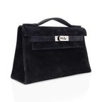 Kelly Pochette Black Doblis Suede Palladium