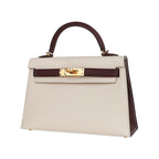 Special Order HSS Mini Kelly 20 Sellier Bag Nata & Bordeaux Epsom Leather with Gold Hardware