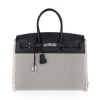 Birkin Fray Fray 35 Bag Black Swift Leather / Toile Limited Edition