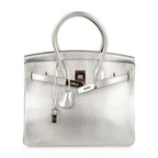 Limited Edition Birkin 30 Bag Silver Metallic Chevre Leather with Palladium Hardware