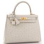 Kelly II Sellier Mini Beton Ostrich Gold Hardware