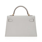 Mini Kelly 20 Bag Sellier Mushroom Chevre with Gold Hardware