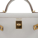Mini Kelly 20 Bag Sellier Mushroom Chevre with Gold Hardware