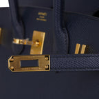 Birkin 25 Sellier Bag Bleu Indigo Gold Hardware Epsom Leather New w/Box