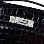 Kelly Cut Diamond Blue Marine Crocodile Bag Exquisite Clutch