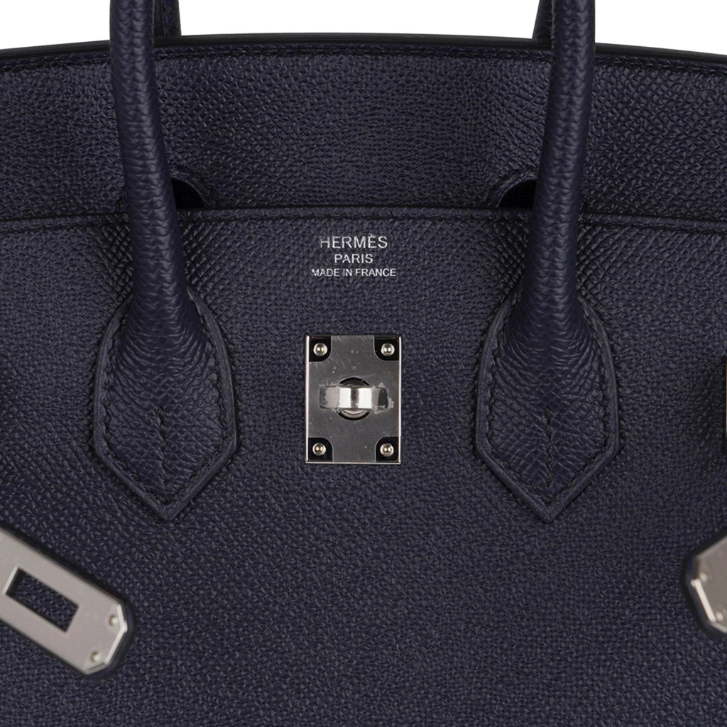 Birkin Sellier 25 Bag Blue Indigo Epsom Leather with Palladium Hardware