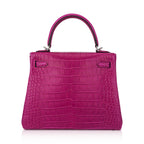 Kelly 25 Retourne Bag Rose Scheherazade Matte Alligator with Palladium Hardware