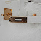 Special Order HSS Birkin 30 Bag White & Orange Clemence Leather with Rose Gold Hardware