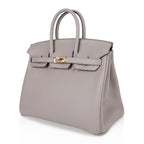 Birkin 25 Bag Gris Asphalte Novillo Leather Gold Hardware