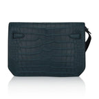 Kelly Depeches 25 Pouch Vert Rousseau Matte Alligator Palladium Hardware