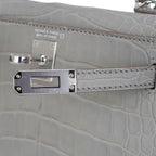 Limited Edition Mini Kelly 20 Sellier Matte Gris Perle Alligator Bag Palladium Hardware