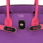 Special Order HSS Birkin 30 Bag Parme and Rose Shocking Chevre Leather with Palladium Hardware