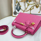 Kelly Sellier 25 Rose Pourpre and Gris Agate Ostrich Brushed Gold Hardware
