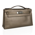 Kelly Pochette Metallic Bronze Clutch Bag Chevre Palladium