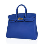 Birkin 25 Bag Blue Zellige Novillo Leather with Gold Hardware
