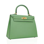 Kelly 25 Sellier Bag Vert Criquet Epsom Leather with Gold Hardware