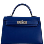 Kelly Mini II Sellier Blue Electric Epsom Palladium Hardware