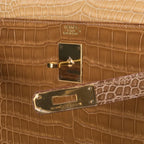 Limited Edition Tri-Color Kelly Sellier 32 Bag Poussiere Poudre Ficelle Porosus Crocodile